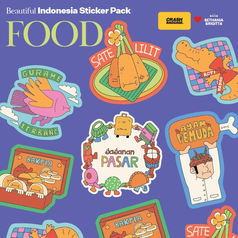 Beautiful Indonesia Sticker Pack - Food Edition (Crash Baggage Indonesia × Bethania Brigitta)