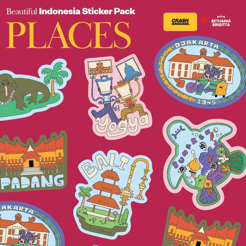 Beautiful Indonesia Sticker Pack - Places Edition (Crash Baggage Indonesia × Bethania Brigitta)